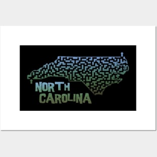 North Carolina State Outline Maze & Labyrinth T-Shirt Posters and Art